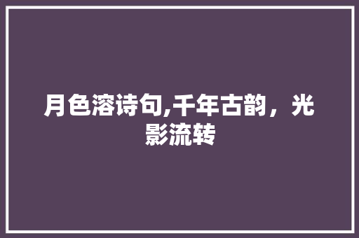 月色溶诗句,千年古韵，光影流转