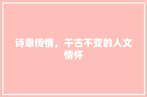 诗意传情，千古不变的人文情怀 商业计划书范文
