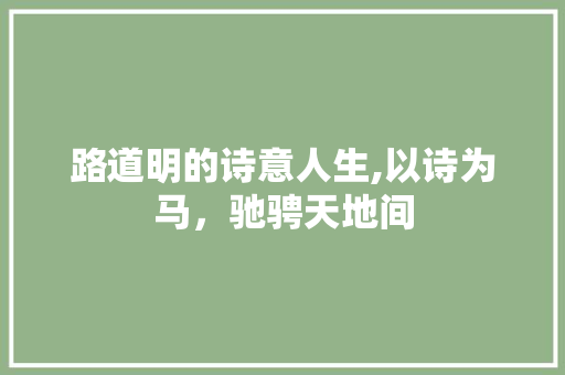 路道明的诗意人生,以诗为马，驰骋天地间