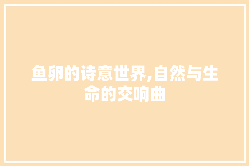鱼卵的诗意世界,自然与生命的交响曲
