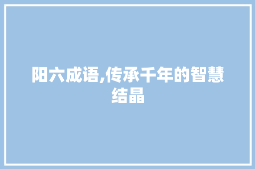 阳六成语,传承千年的智慧结晶 范文资源