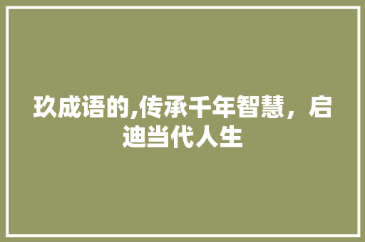 玖成语的,传承千年智慧，启迪当代人生 商业计划书范文
