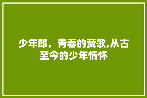 少年郎，青春的赞歌,从古至今的少年情怀