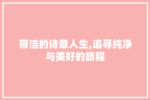 带洁的诗意人生,追寻纯净与美好的旅程 优秀范文