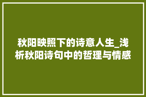 秋阳映照下的诗意人生_浅析秋阳诗句中的哲理与情感 合同协议