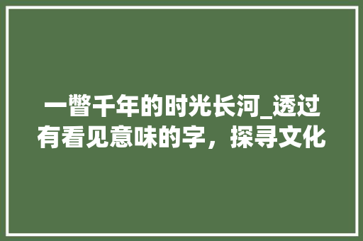 一瞥千年的时光长河_透过有看见意味的字，探寻文化传承之美 合同协议