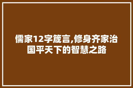 儒家12字箴言,修身齐家治国平天下的智慧之路