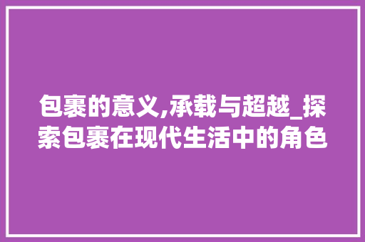 包裹的意义,承载与超越_探索包裹在现代生活中的角色