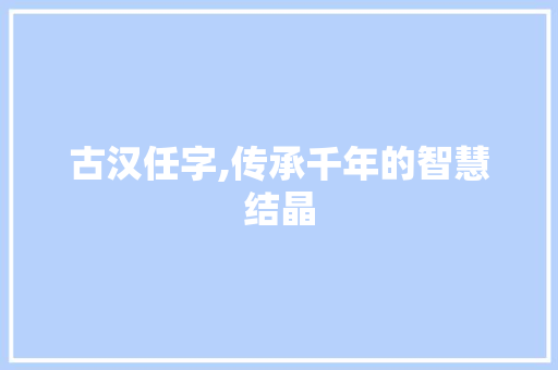 古汉任字,传承千年的智慧结晶 范文宝典
