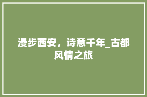 漫步西安，诗意千年_古都风情之旅 商业计划书范文
