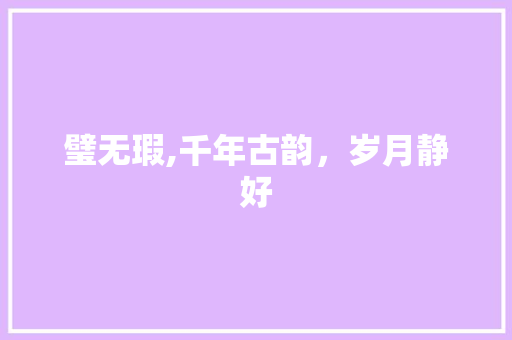 璧无瑕,千年古韵，岁月静好 范文宝典