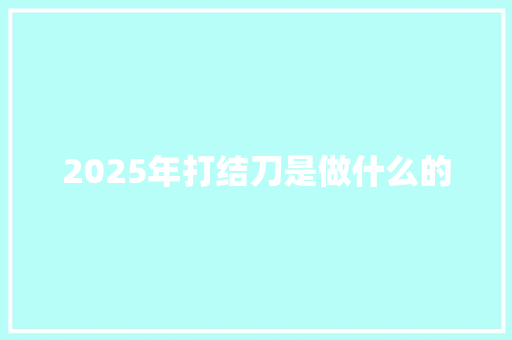 2025年打结刀是做什么的