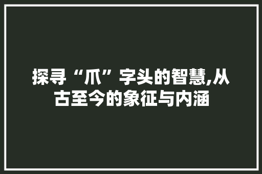 探寻“爪”字头的智慧,从古至今的象征与内涵 范文资源