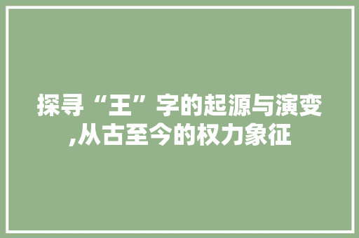 探寻“王”字的起源与演变,从古至今的权力象征 合同协议