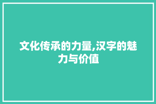 文化传承的力量,汉字的魅力与价值 范文宝典