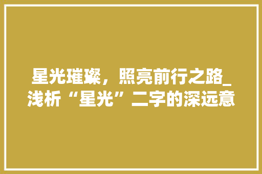 星光璀璨，照亮前行之路_浅析“星光”二字的深远意义
