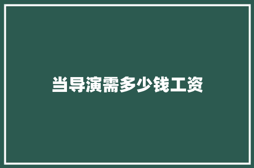 当导演需多少钱工资 范文参考