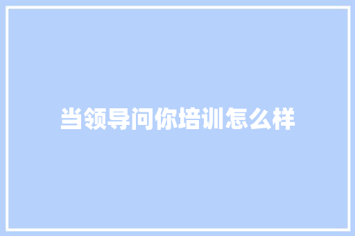当领导问你培训怎么样 商业计划书范文