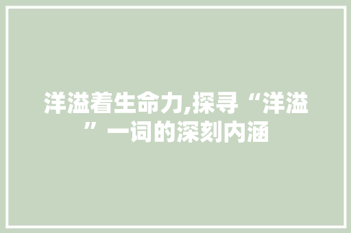洋溢着生命力,探寻“洋溢”一词的深刻内涵 商业计划书范文
