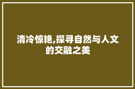 清冷惊艳,探寻自然与人文的交融之美