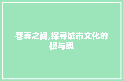 巷弄之间,探寻城市文化的根与魂 合同协议