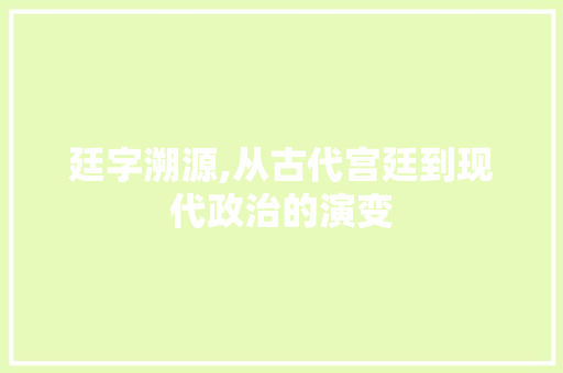 廷字溯源,从古代宫廷到现代政治的演变 商业计划书范文