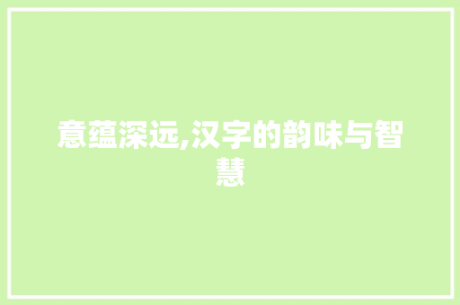 意蕴深远,汉字的韵味与智慧 范文资源
