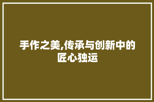 手作之美,传承与创新中的匠心独运 范文资源