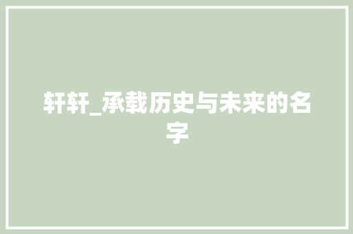 轩轩_承载历史与未来的名字