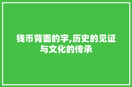 钱币背面的字,历史的见证与文化的传承