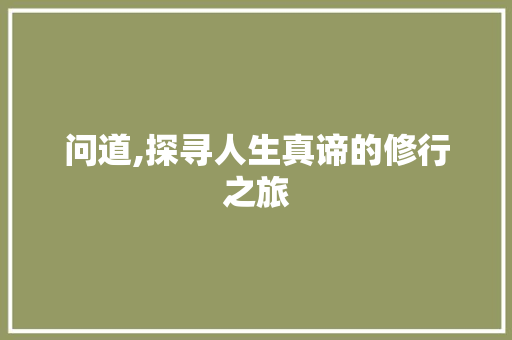 问道,探寻人生真谛的修行之旅