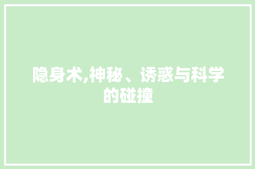 隐身术,神秘、诱惑与科学的碰撞 商业计划书范文
