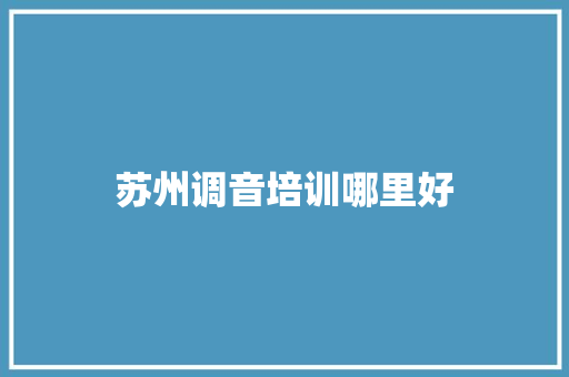 苏州调音培训哪里好