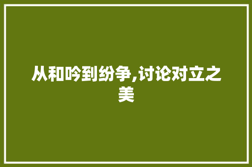 从和吟到纷争,讨论对立之美 商业计划书范文