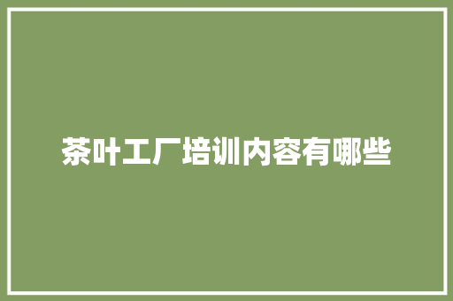 茶叶工厂培训内容有哪些