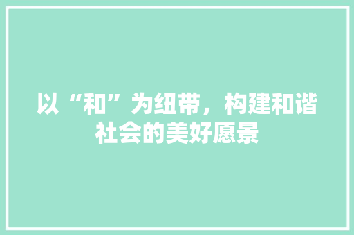 以“和”为纽带，构建和谐社会的美好愿景