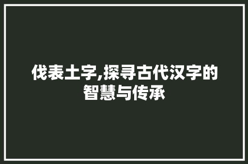 伐表土字,探寻古代汉字的智慧与传承 范文精选网