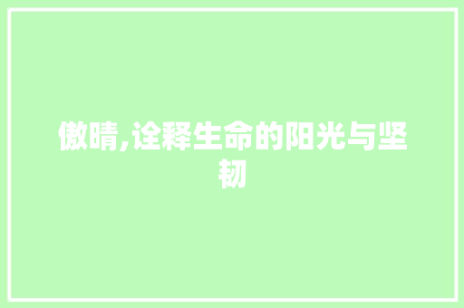 傲晴,诠释生命的阳光与坚韧