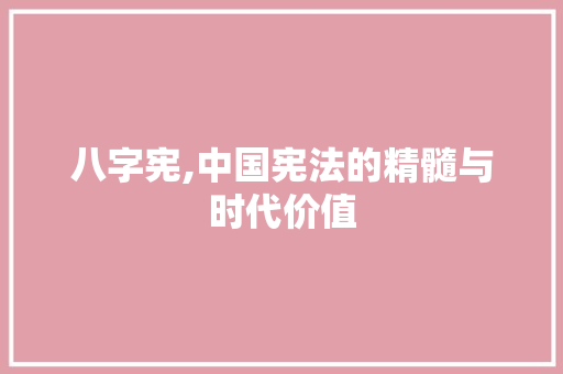八字宪,中国宪法的精髓与时代价值 优秀范文