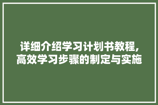 详细介绍学习计划书教程,高效学习步骤的制定与实施