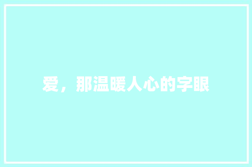 爱，那温暖人心的字眼
