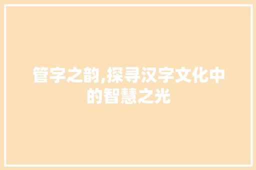 管字之韵,探寻汉字文化中的智慧之光