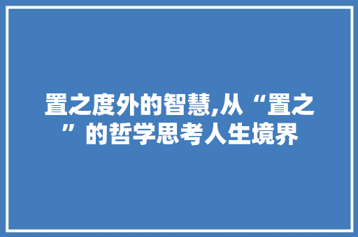 置之度外的智慧,从“置之”的哲学思考人生境界 范文宝典