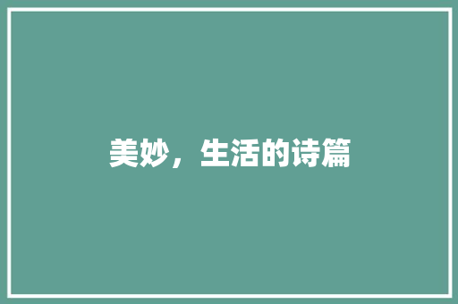 美妙，生活的诗篇