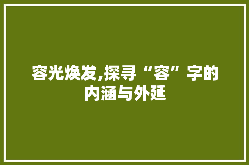 容光焕发,探寻“容”字的内涵与外延