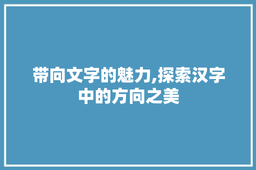 带向文字的魅力,探索汉字中的方向之美