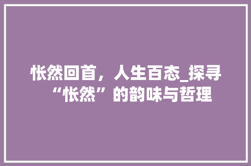 怅然回首，人生百态_探寻“怅然”的韵味与哲理