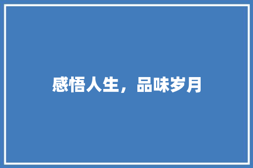 感悟人生，品味岁月