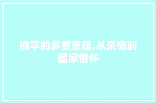 拥字的多重意蕴,从亲情到国家情怀