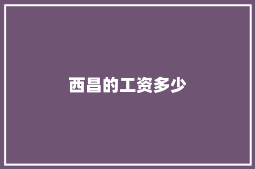 西昌的工资多少